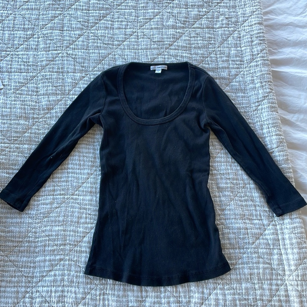 JAMES PERSE | black cotton ribbed top